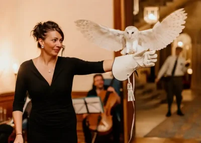 Juliet our wonderful owl ring bearer arriving with the rings